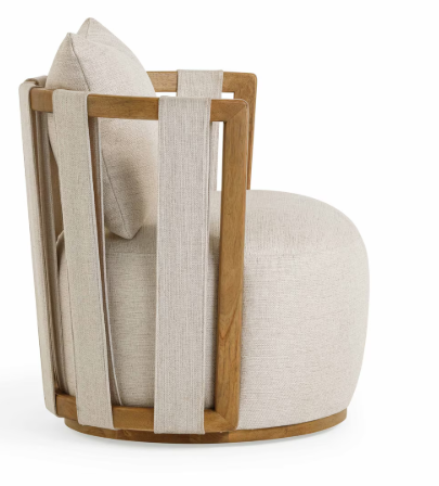Paolo Cream Textured Weave Swivel Chair