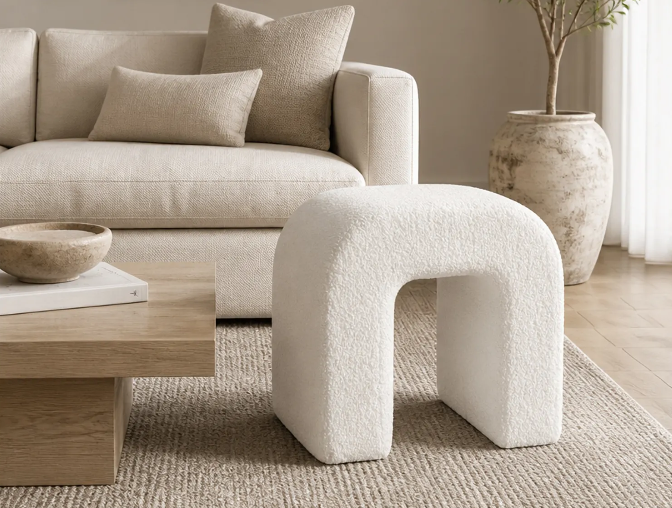HUTTONMILL WHITE OTTOMAN 18 (IN)