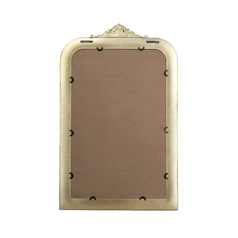 Decorative Arched Wall Mirror With Ornate Gold Crest Design