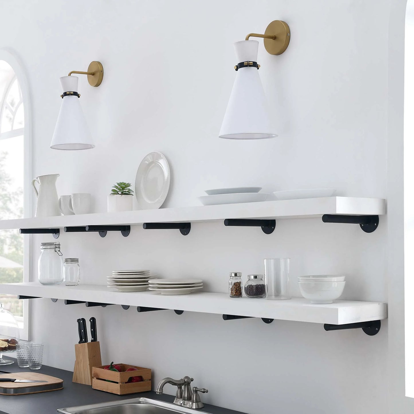 Starlight 1-Light Wall Sconce in White Polished Nickel