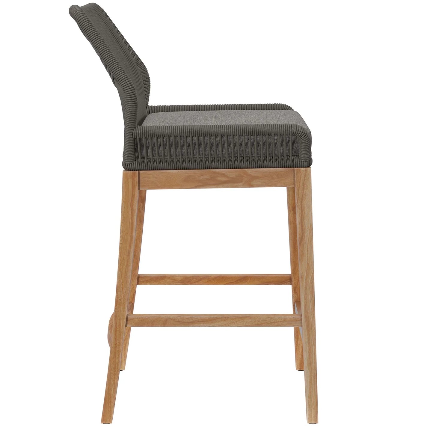Wellspring Outdoor Patio Teak Wood Bar Stool in Blue Graphite