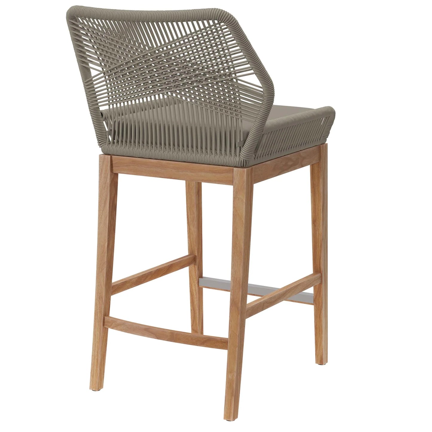 Wellspring Outdoor Patio Teak Wood Bar Stool in Blue Graphite