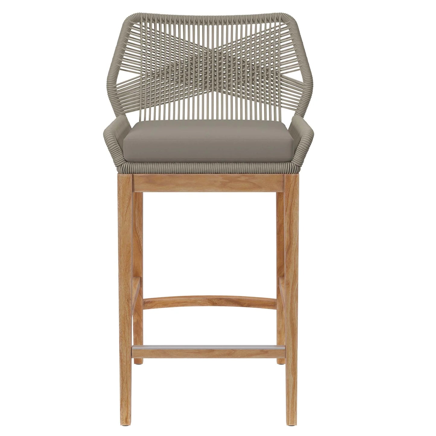 Wellspring Outdoor Patio Teak Wood Bar Stool in Blue Graphite