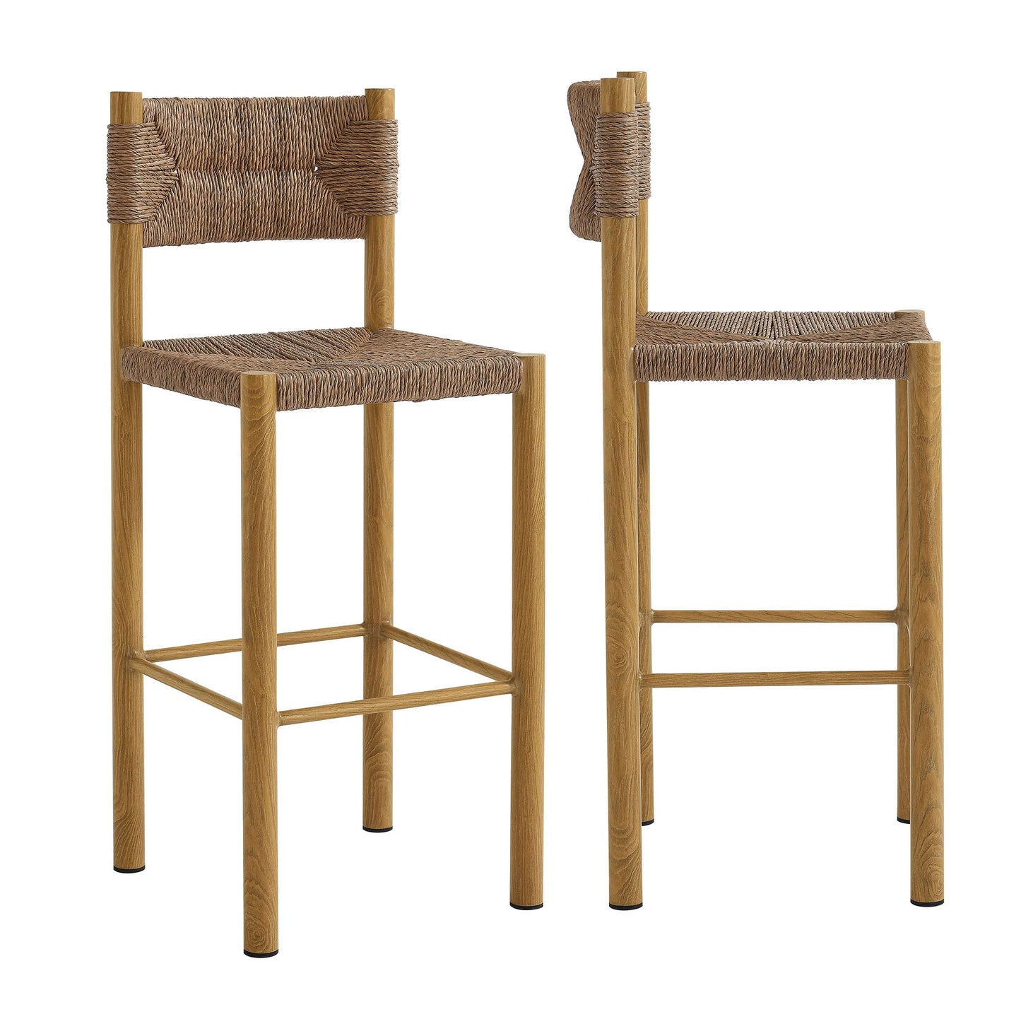 Parkland Outdoor Patio Rattan and Aluminum Bar Stools Set of 2 in Natural
