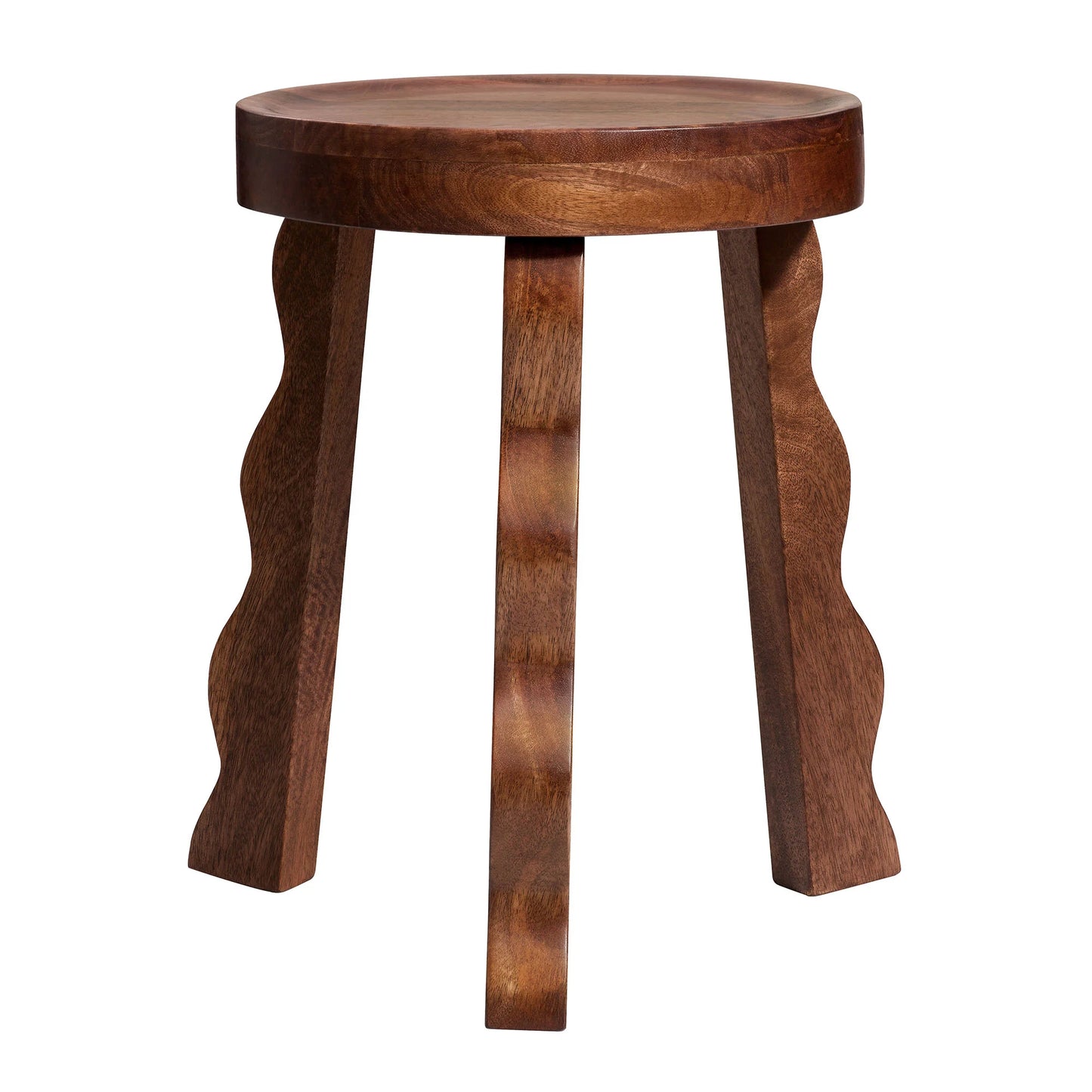Sorrel Carved Wood Stool in Walnut