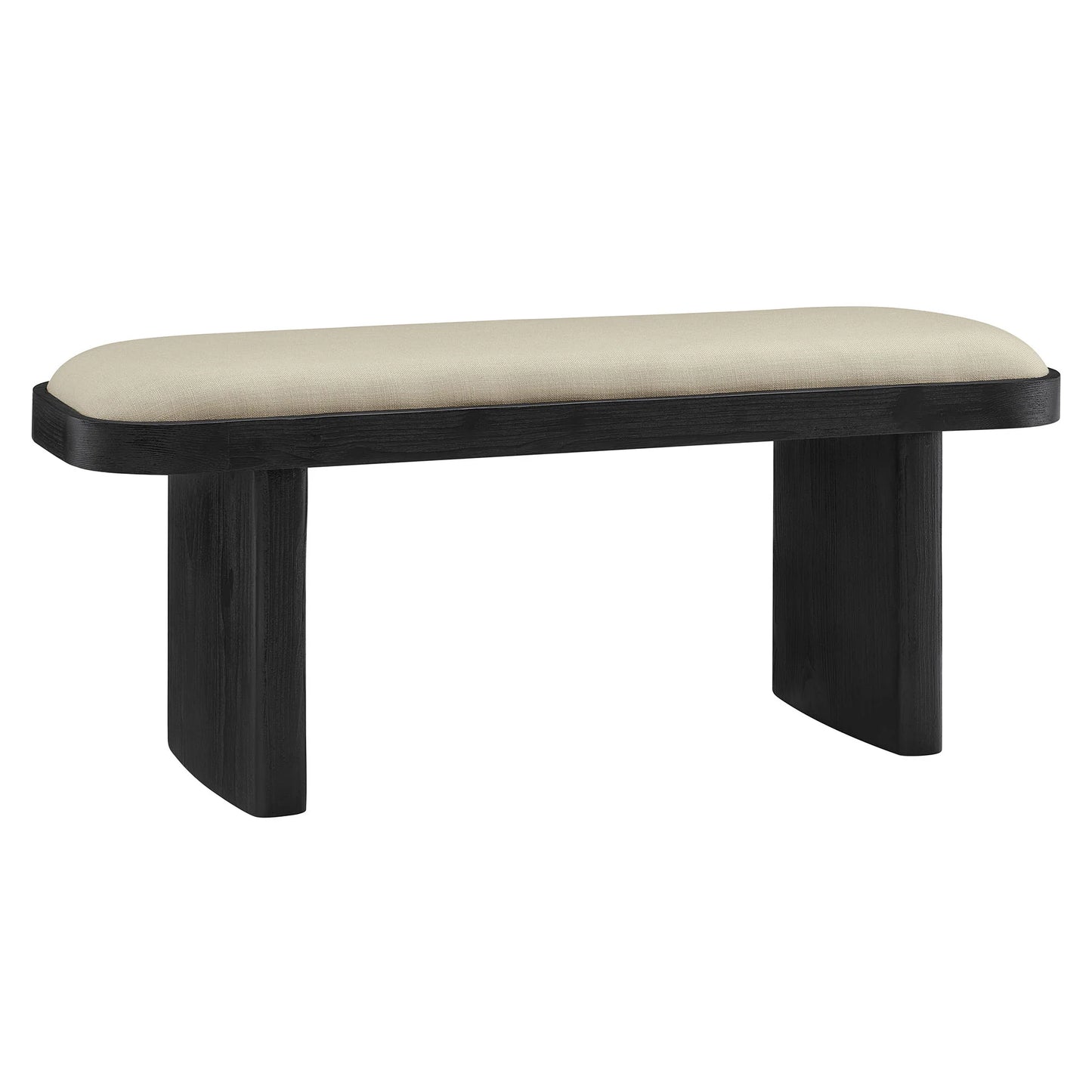 Iver Upholstered Wood Accent Bench in Black Flax