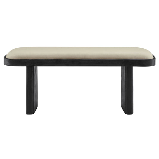 Iver Upholstered Wood Accent Bench in Black Flax