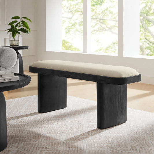 Iver Upholstered Wood Accent Bench in Black Flax