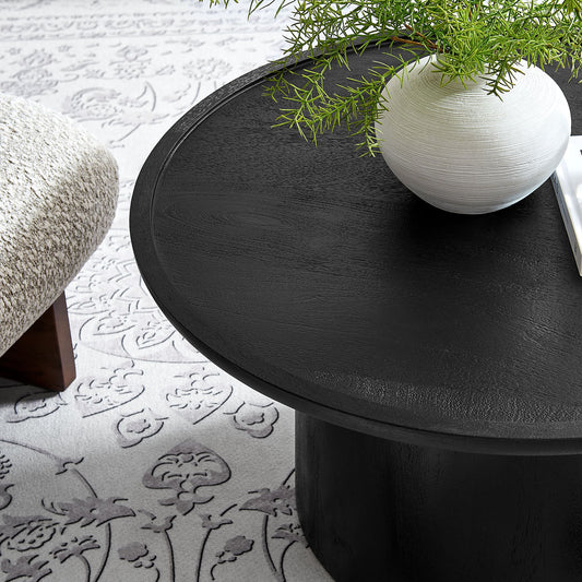 Holloway Round Wood Coffee Table in Black
