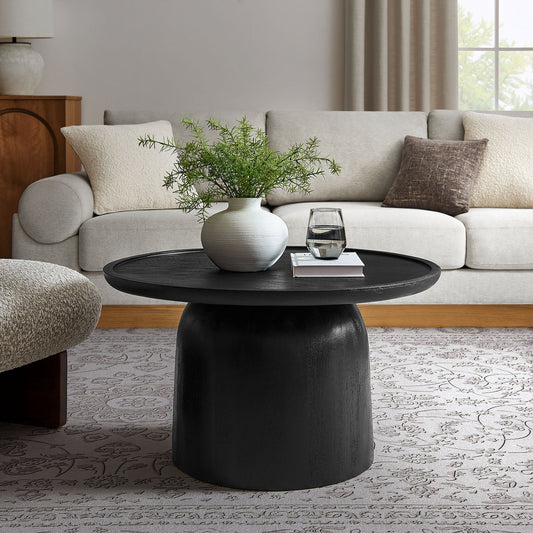 Holloway Round Wood Coffee Table in Black