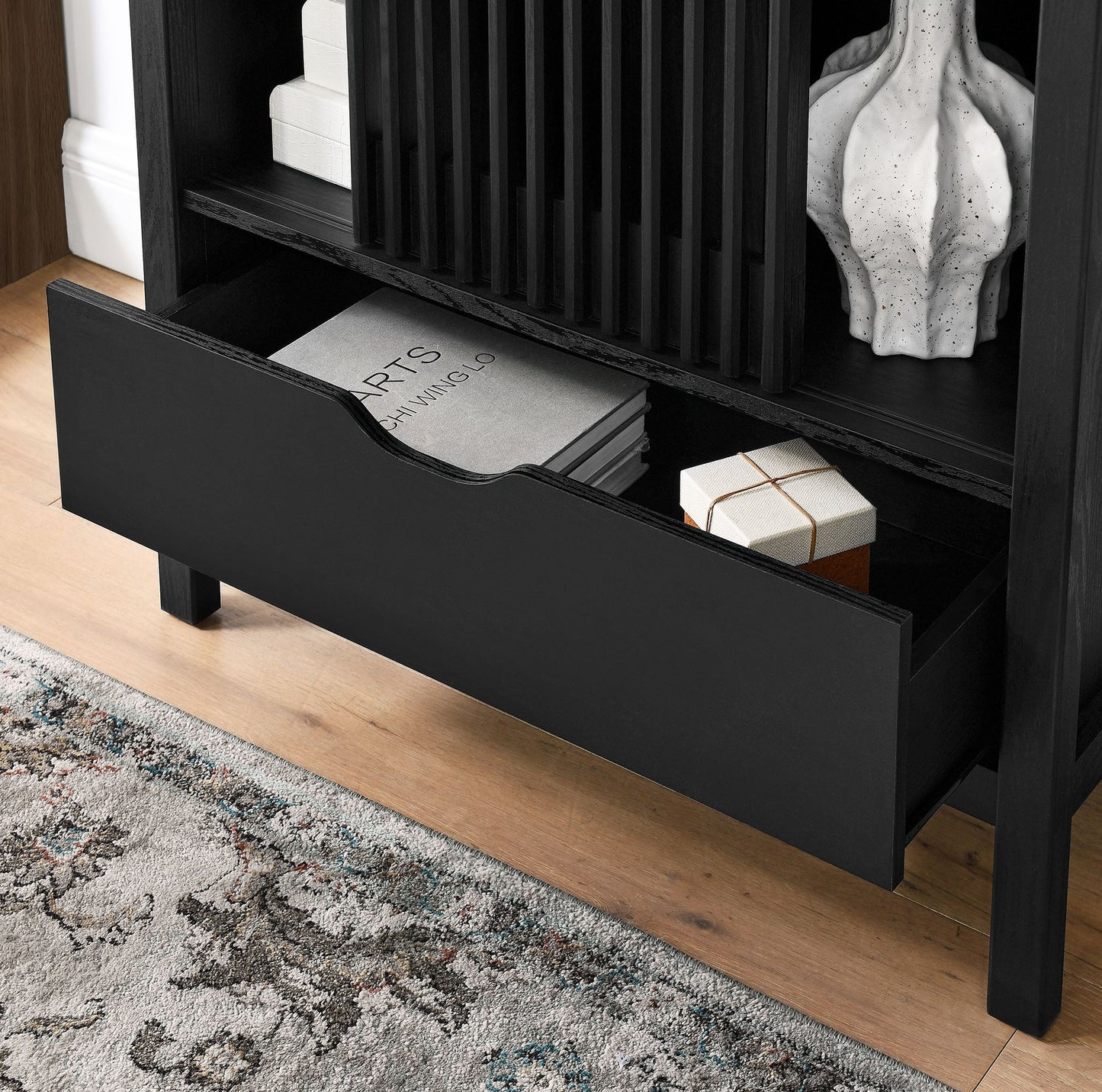 Vaughn Arched Storage Display Cabinet in Black