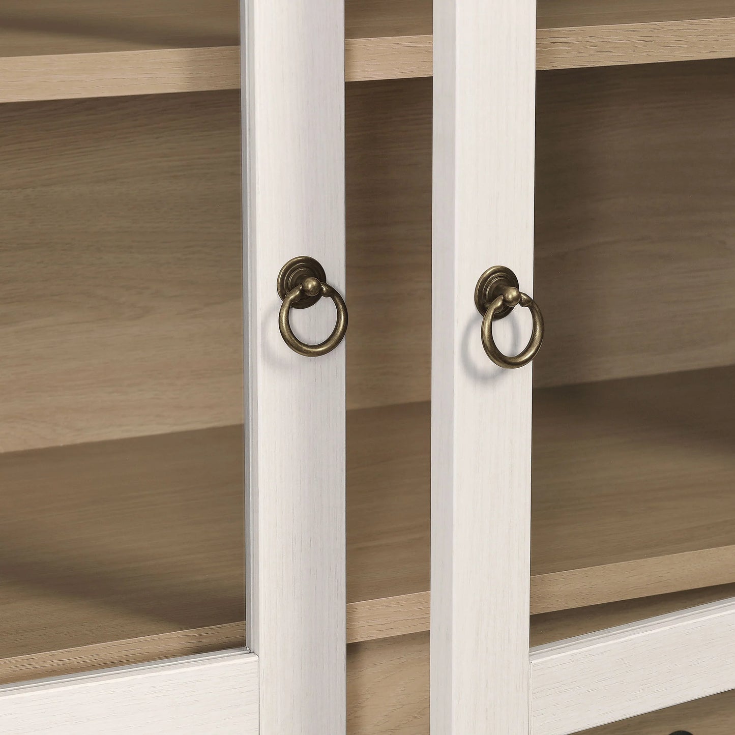 Nolan Tall Arched Storage Display Cabinet in Ivory Oak