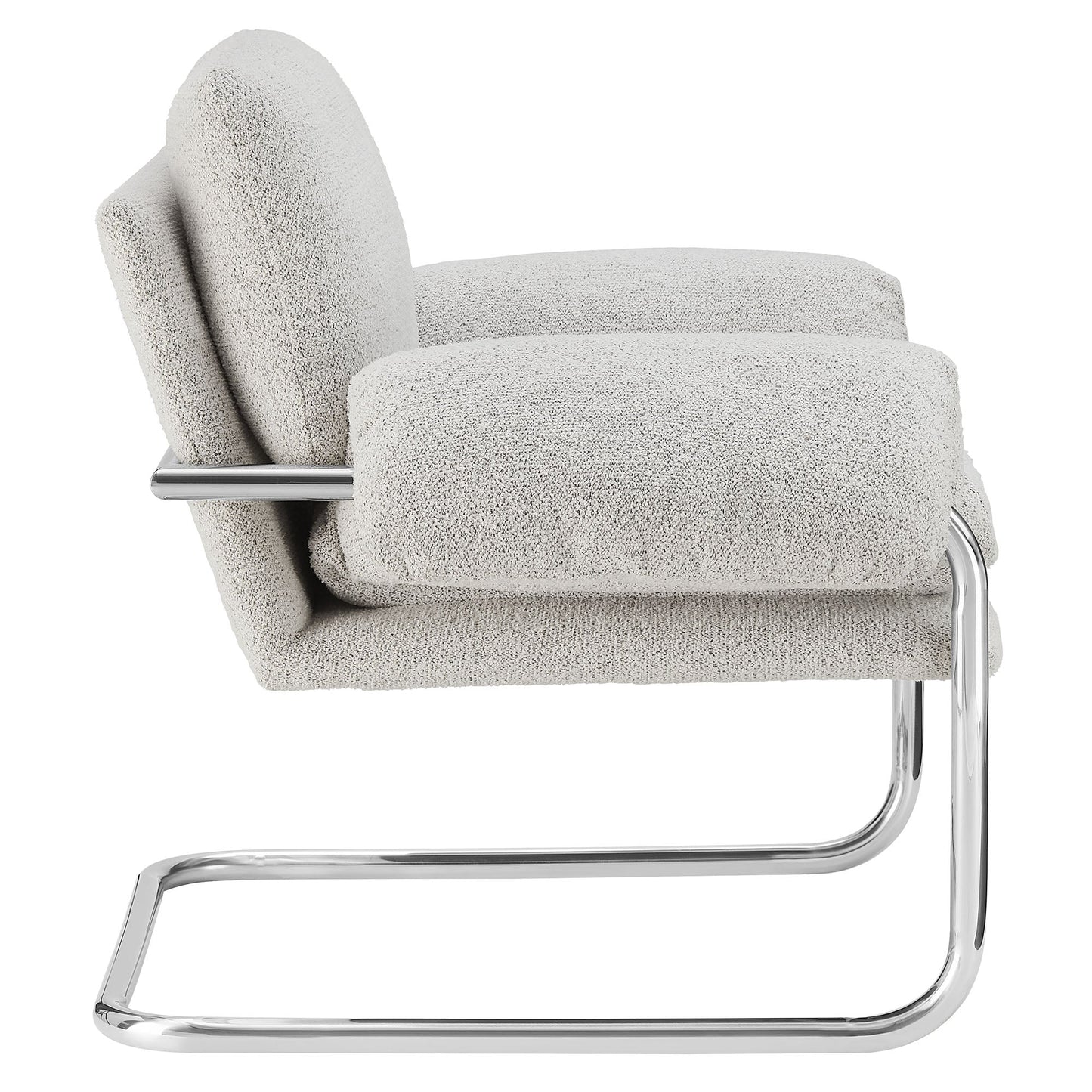 Ansel Boucle Fabric Accent Chair in Newsprint