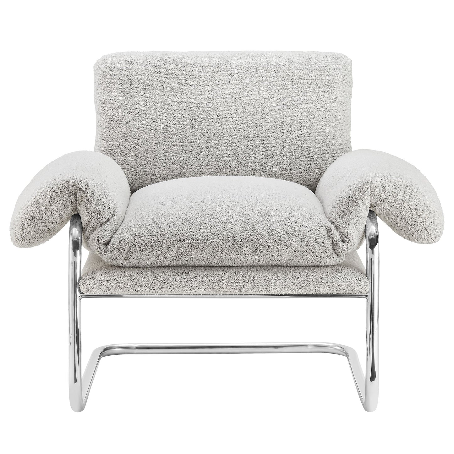 Ansel Boucle Fabric Accent Chair in Newsprint