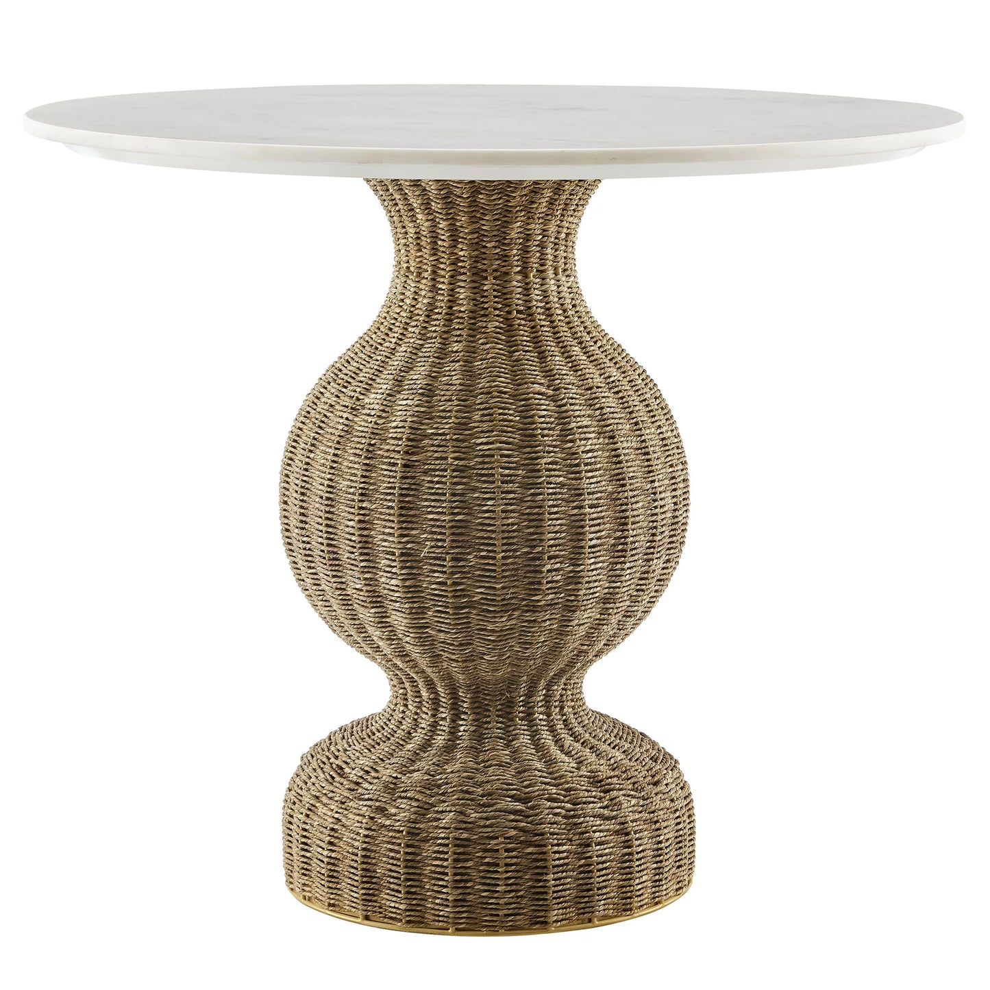 Zale Marble and Seagrass Dining Table in White Natural