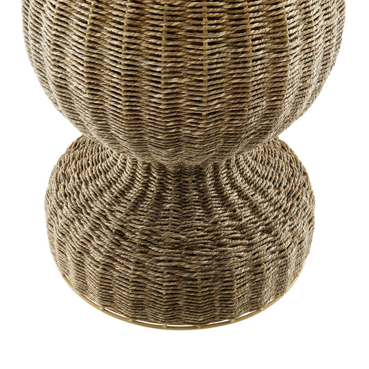 Zale Marble and Seagrass Dining Table in White Natural