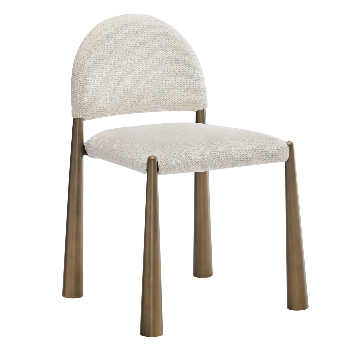 Hayley Upholstered Fabric Dining Side Chair in Brass Cream