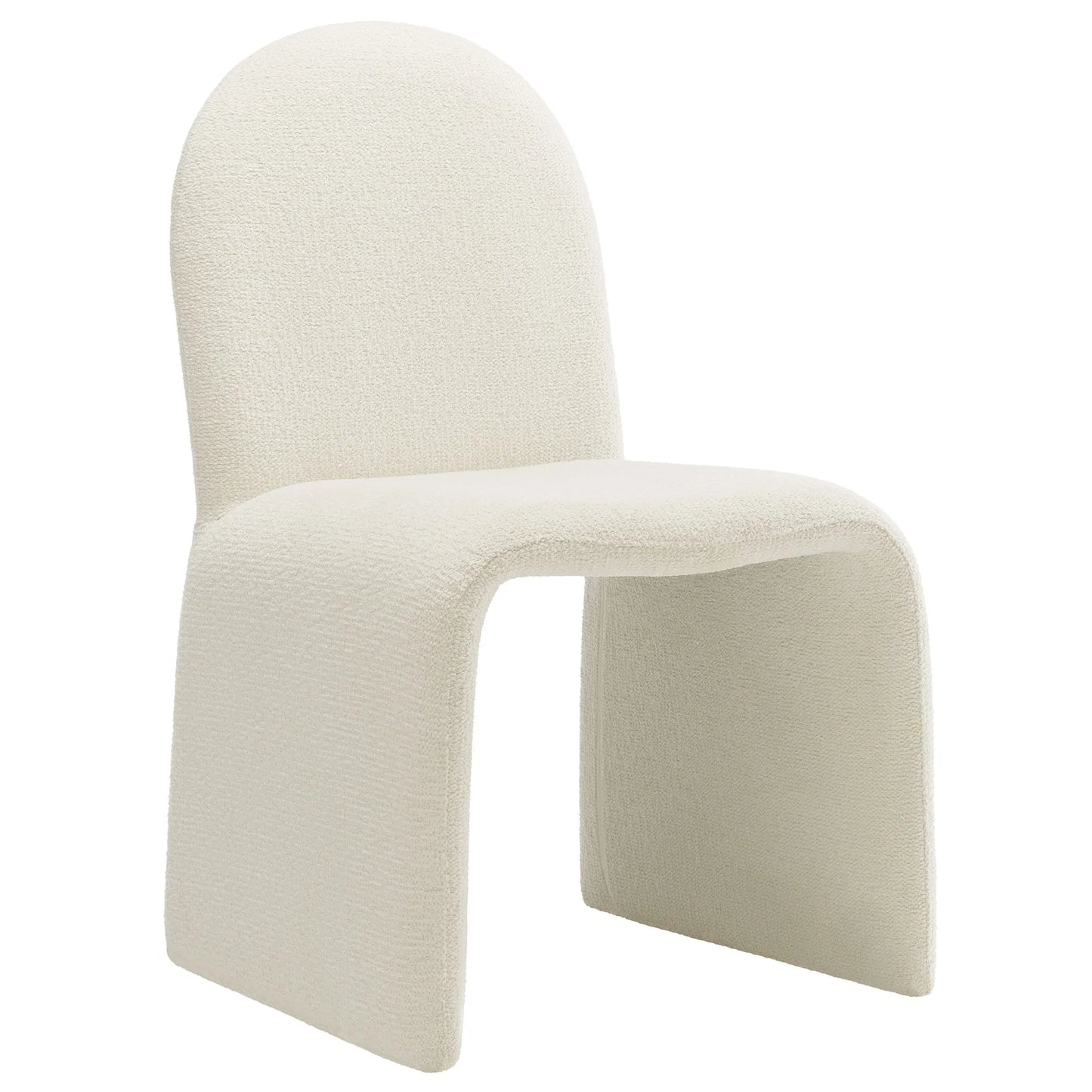 Junia Boucle Upholstered Arch Armless Dining Chair in Cream