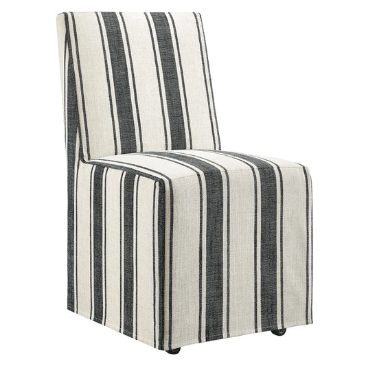 Tessera Striped Slipcovered Dining Side Chair in Tan Stripe