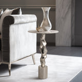 25" Kashon Marble Top Silver Table