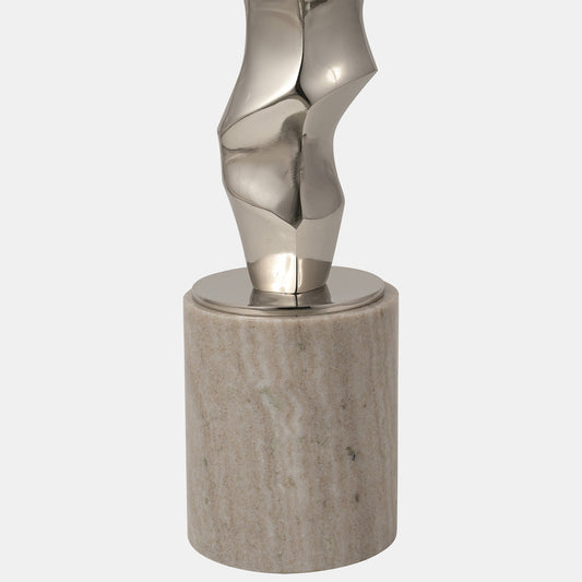 25" Kashon Marble Top Silver Table