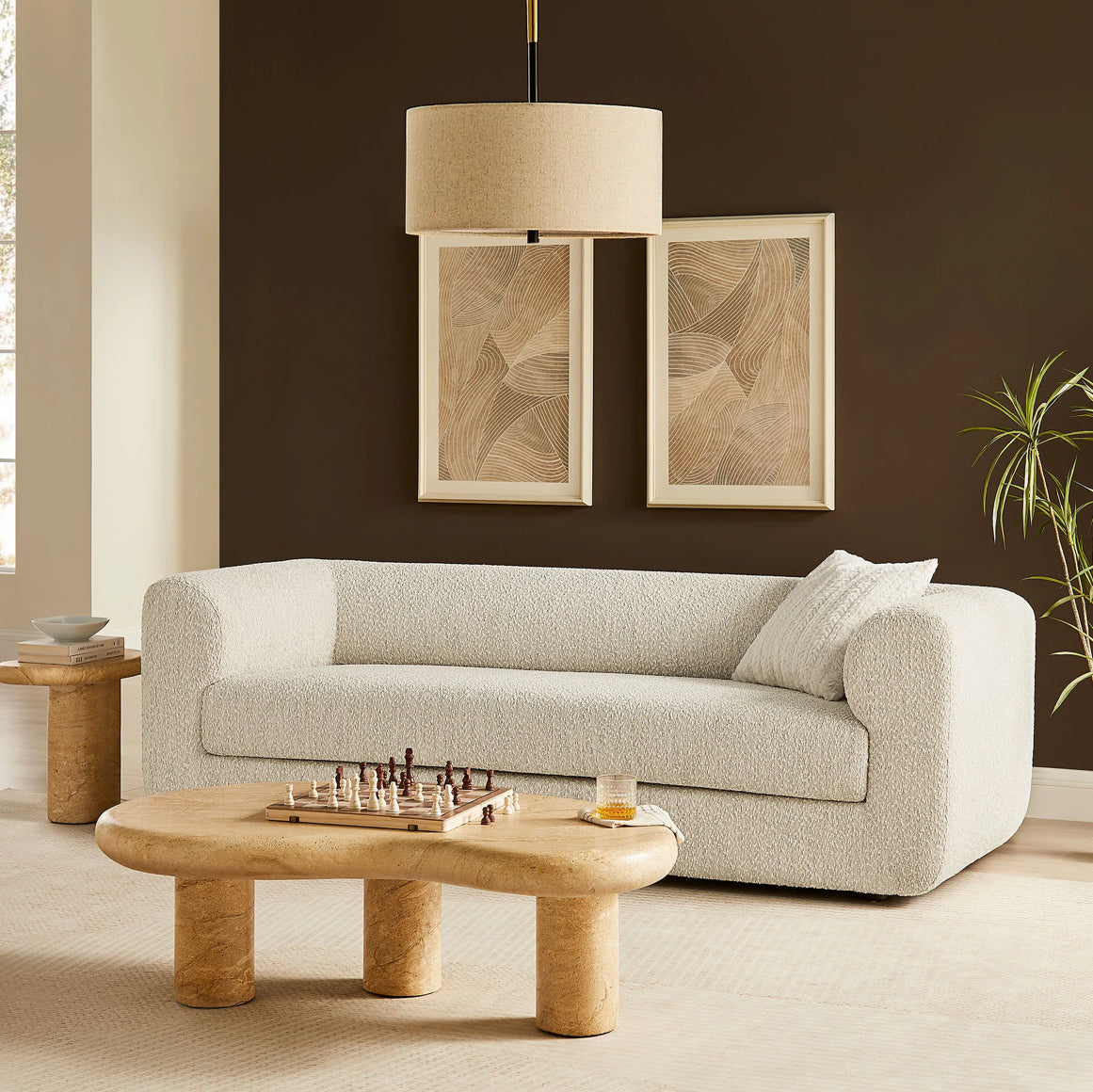 Leif 89" Boucle Upholstered Sofa in Pearl