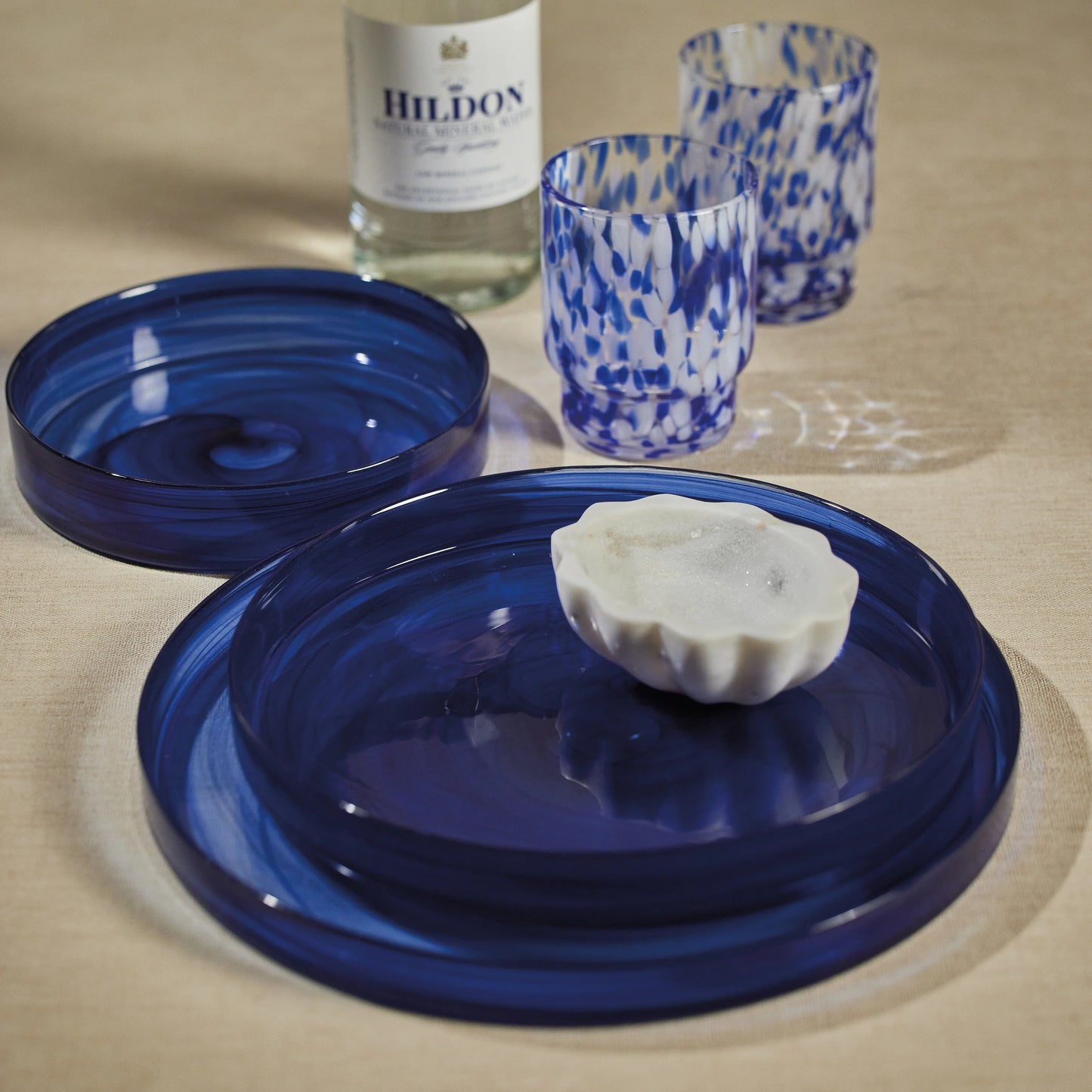 Moonbay Indigo Blue Alabaster Glass Tray / Plate Small