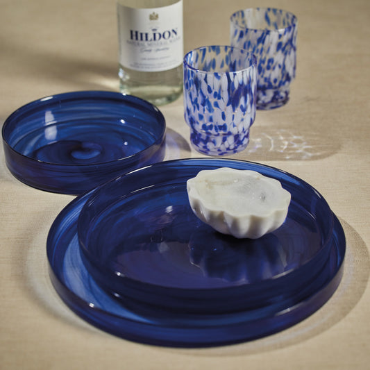 Moonbay Indigo Blue Alabaster Glass Tray / Plate Small