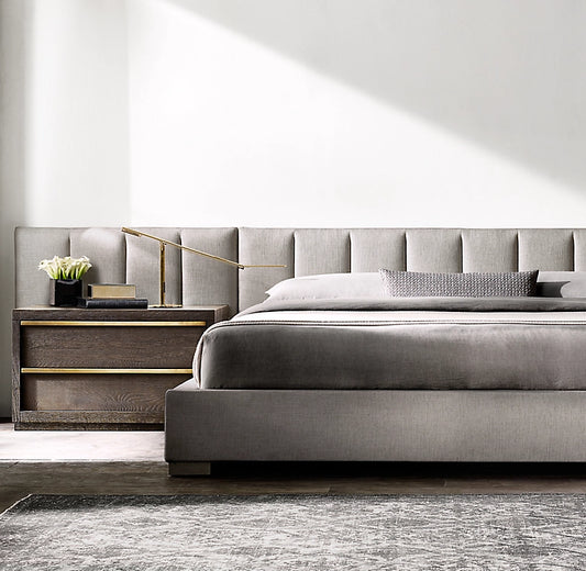 Modena Fabric Vertical Channel Extended Panel Platform Bed