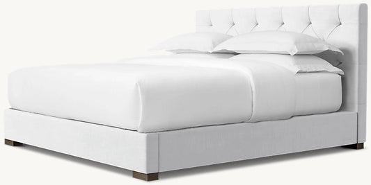 Modena Fabric Box-Tufted Panel Platform Bed
