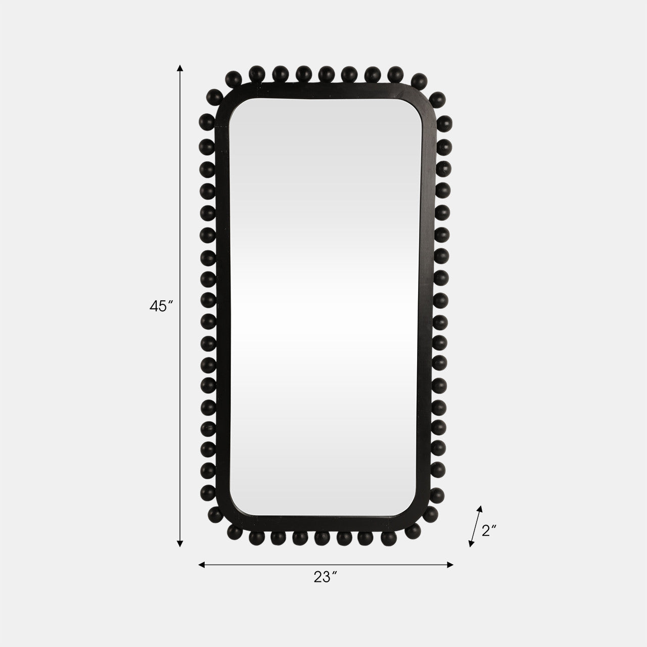 23x45" Knobby Rectangular Mirror, Black