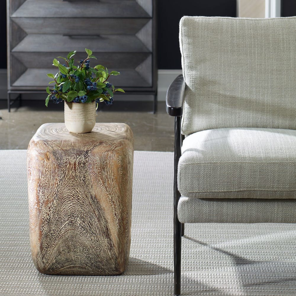 LOOPHOLE ACCENT STOOL, BLEACHED WASH