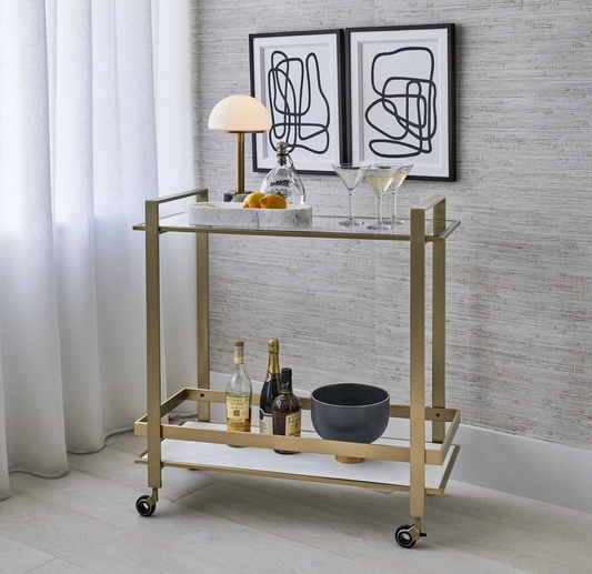 ROLL ALONG BAR CART - BRASS