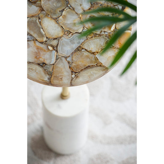 Mesa auxiliar de latón ágata