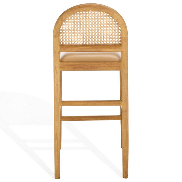 Laylie Rattan And Leather Counter Stool