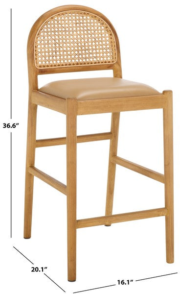 Laylie Rattan And Leather Counter Stool