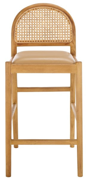 Laylie Rattan And Leather Counter Stool