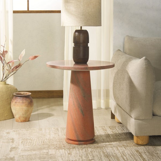 Valentia Tall Round Marble Accent Table