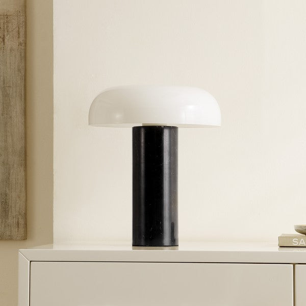 REISS 15 INCH BLACK GLASS / MARBLE TABLE LAMP