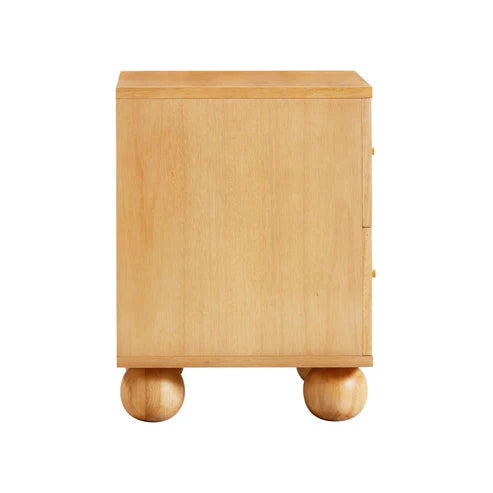 Grappa 22" Wood & Raffia Wavy 2-Drawer Nightstand