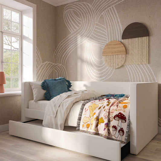 Alice Cream Linen Twin Trundle Bed