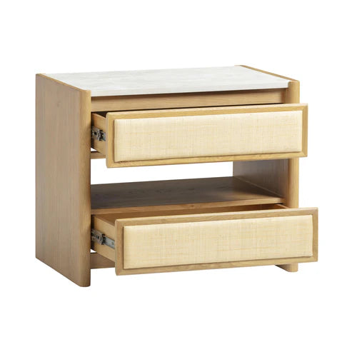 Paige 26" Natural Oak 2-Drawer Nightstand