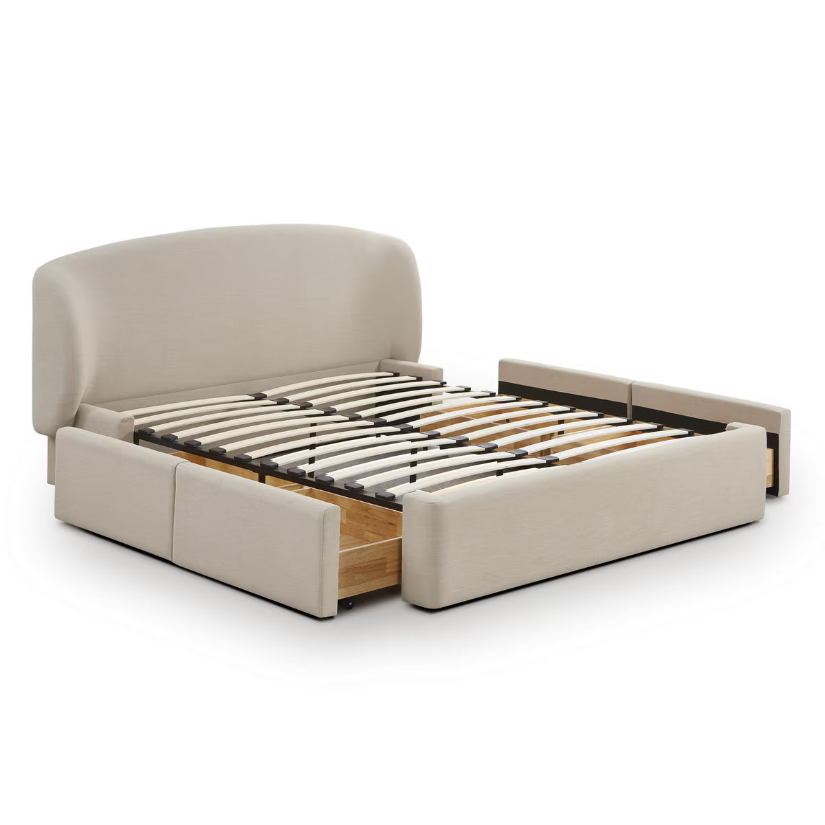 Corey Taupe Upcycled Linen Storage Bed
