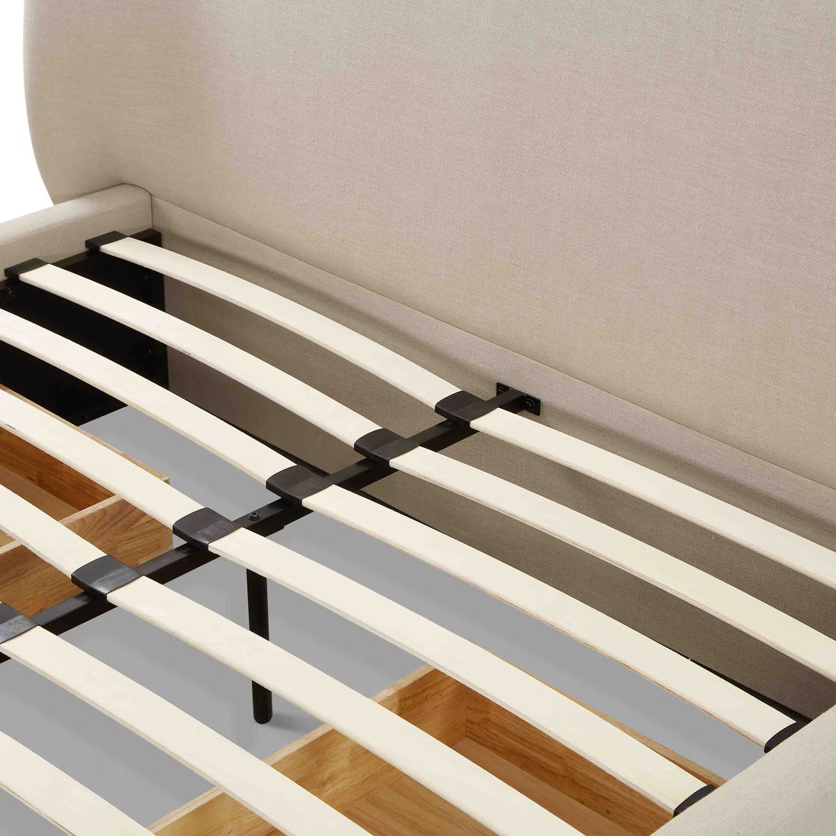 Corey Taupe Upcycled Linen Storage Bed