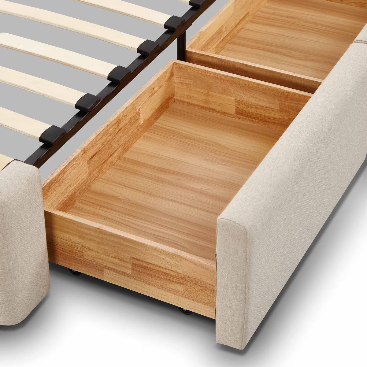 Corey Taupe Upcycled Linen Storage Bed