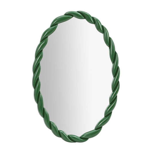 Agnes Forest Green Glossy Oval Mirror