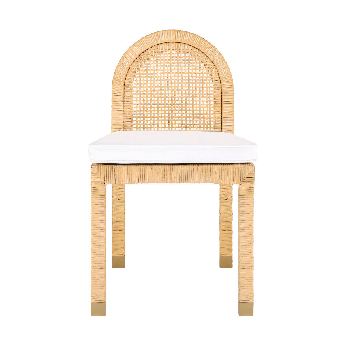 Amara Natural Rattan and Performance Fabric Arched Back Dining Chair