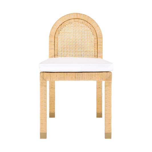 Amara Natural Rattan and Performance Fabric Arched Back Dining Chair