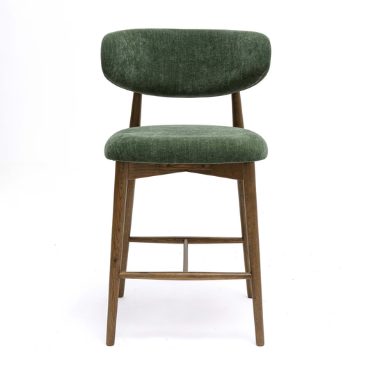 Zinea Forest Green Performance Textured Velvet Counter Stool