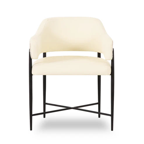 Silla de comedor Sezanne de cuero vegano de alto rendimiento en dos tonos